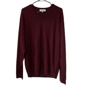 Turnbury Men’s Tall Extra Fine Merino Wool Burgundy Sweater